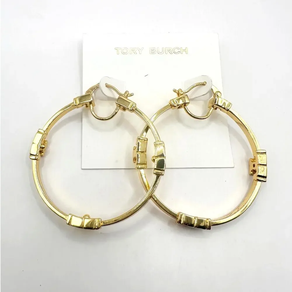 Tory Burch Logo T Earrings Oversized Signature Designer Jewelry NWT Gold